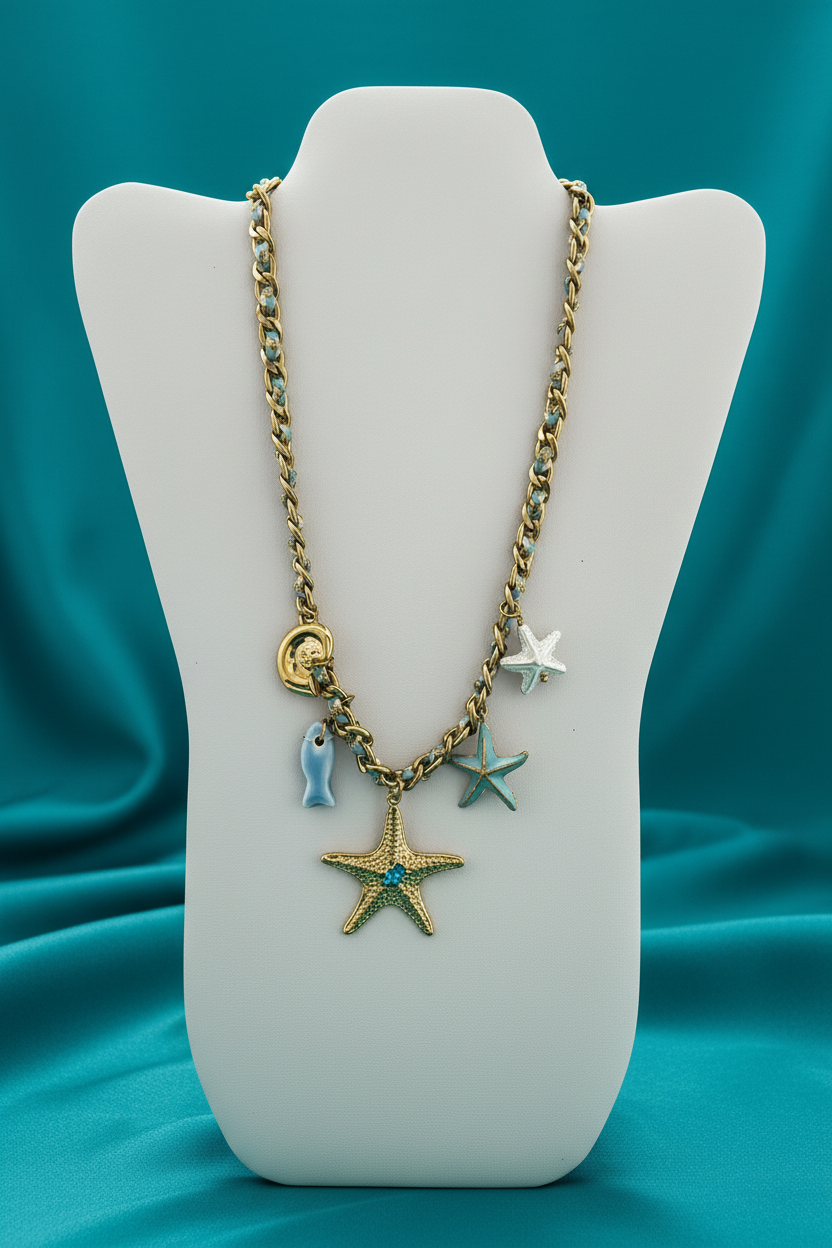 Collana charm marina con stelle e delfino