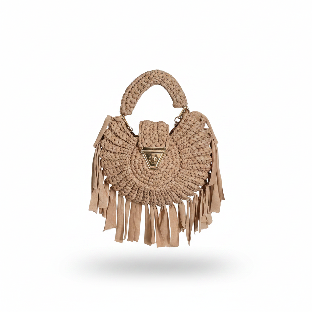 Borsa rotonda stile macramé