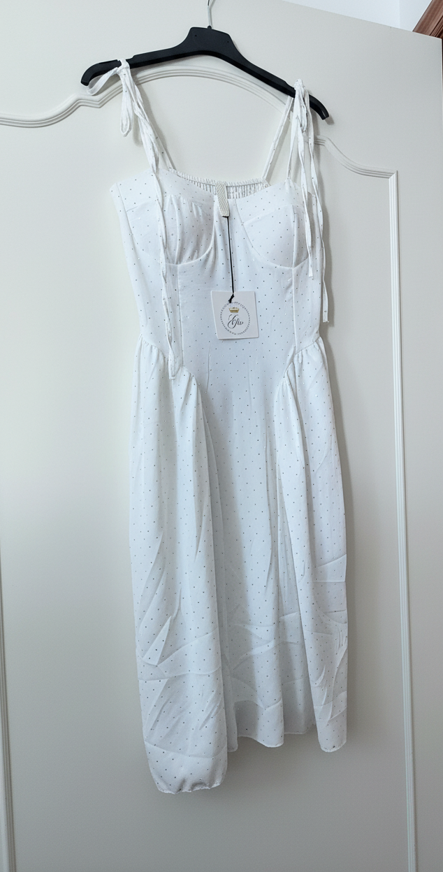Vestito stile retrò corto con spalline con fiocco taglia unica 40/48