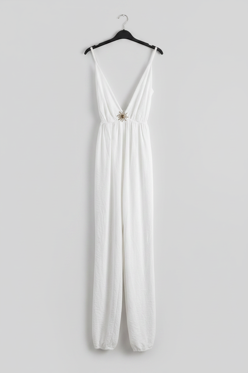 Tuta jumpsuit con spilla gioiello tagli aunica40 /48