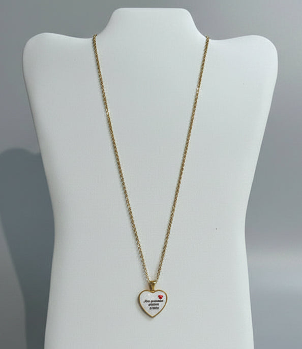 Collana con ciondolo cuore con frase messaggio