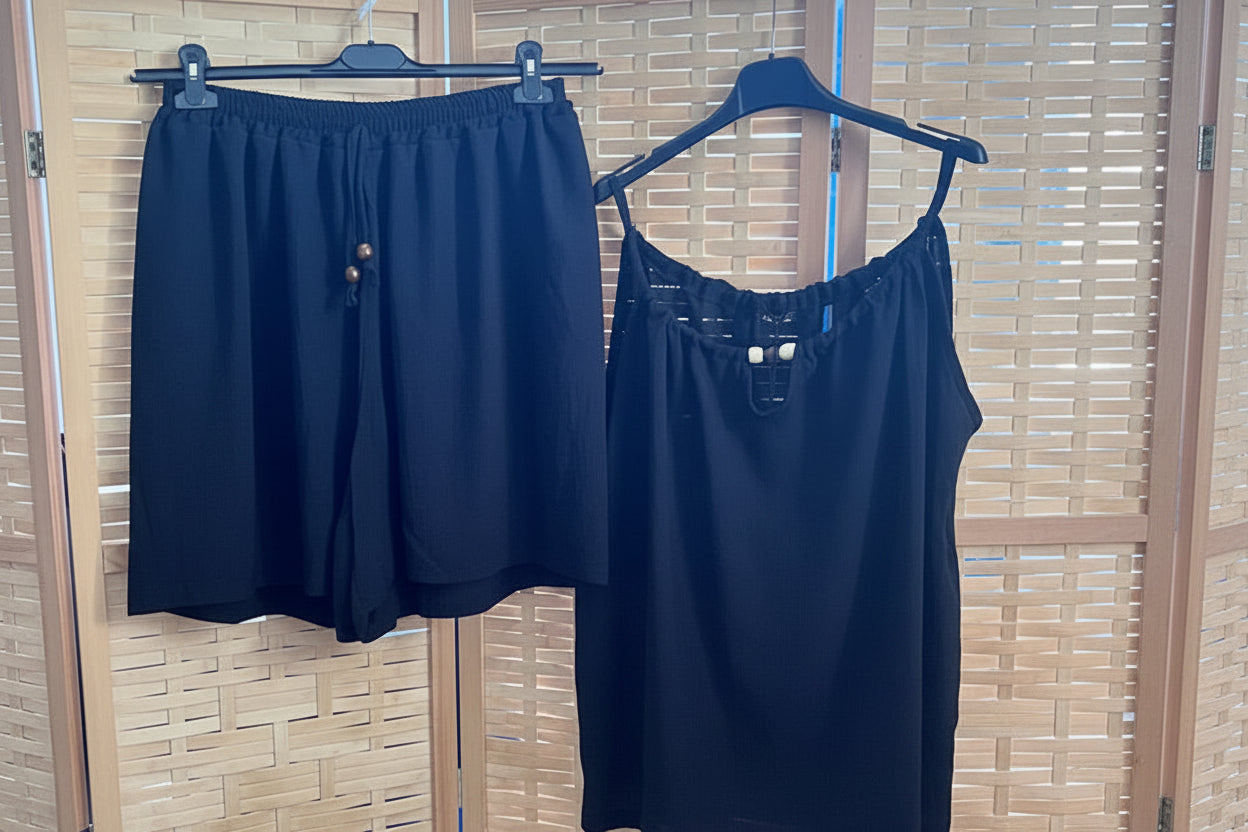 Coordinato Aury nero shorts e top 46/52