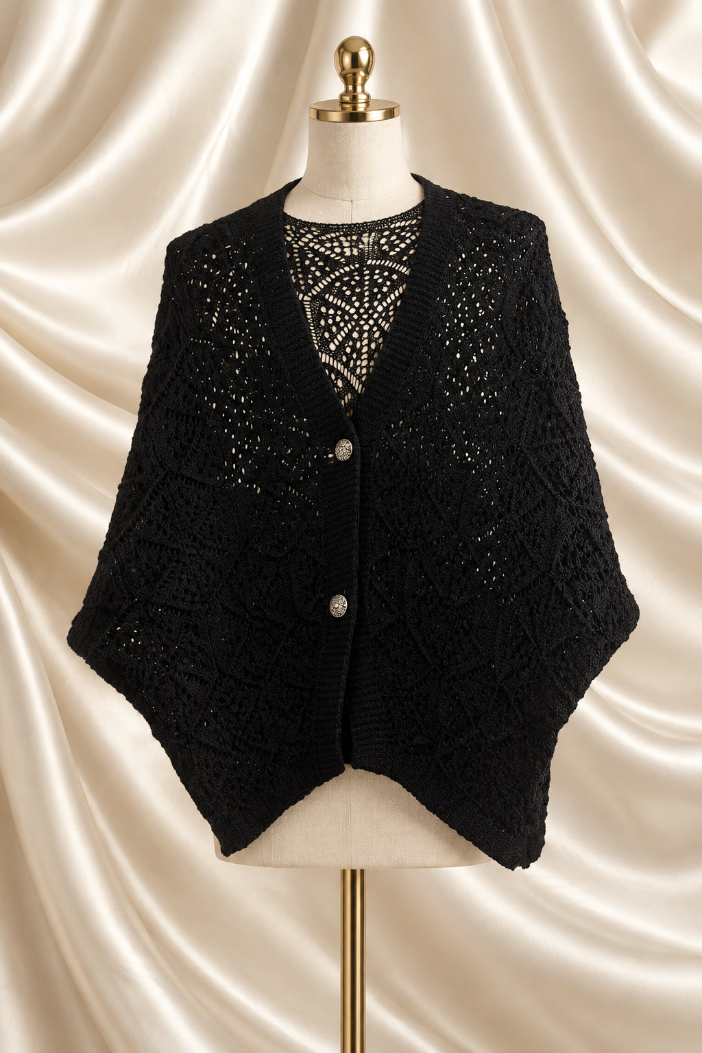 Cardigan"Claire" traforato all'uncinetto con maniche a pipistrello taglia unica 40/50