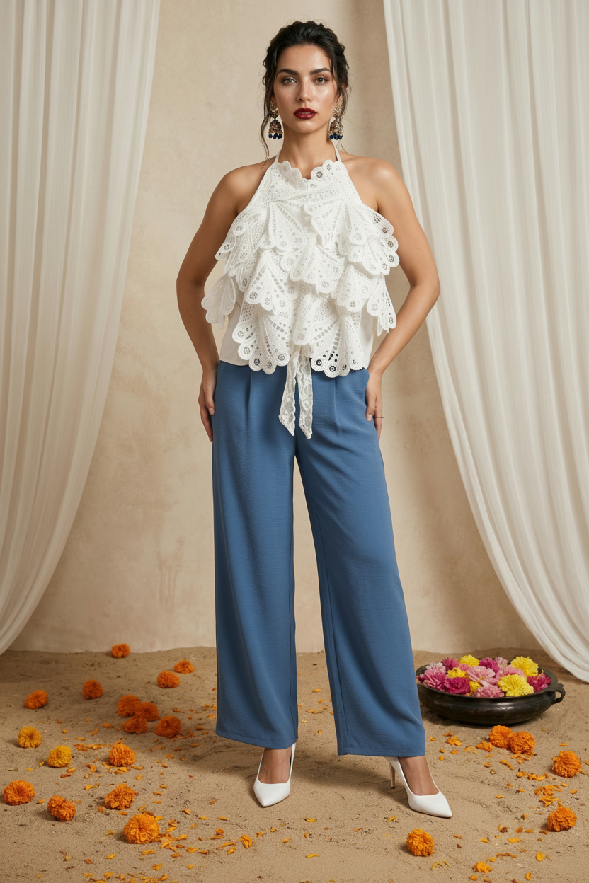Pantaloni con cintura in pizzo – Taglia unica (40-44)