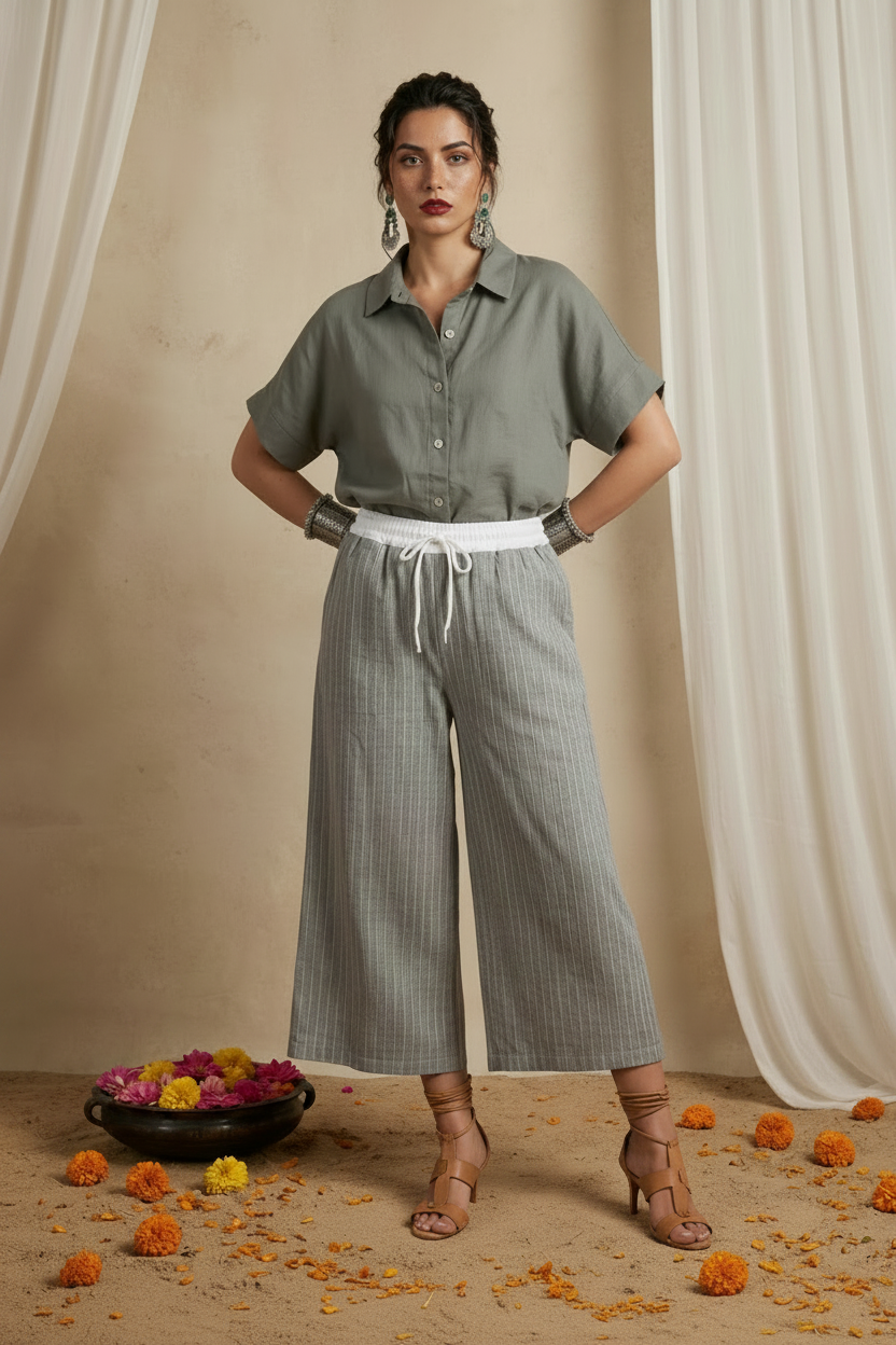 Pantaloni cropped a gamba larga – Taglia Unica (40/46)