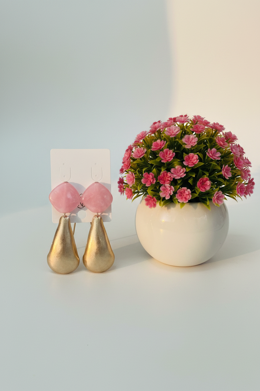 Orecchini pendenti rosa antico
