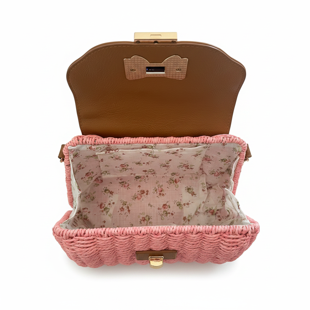 Borsa rosa in paglia