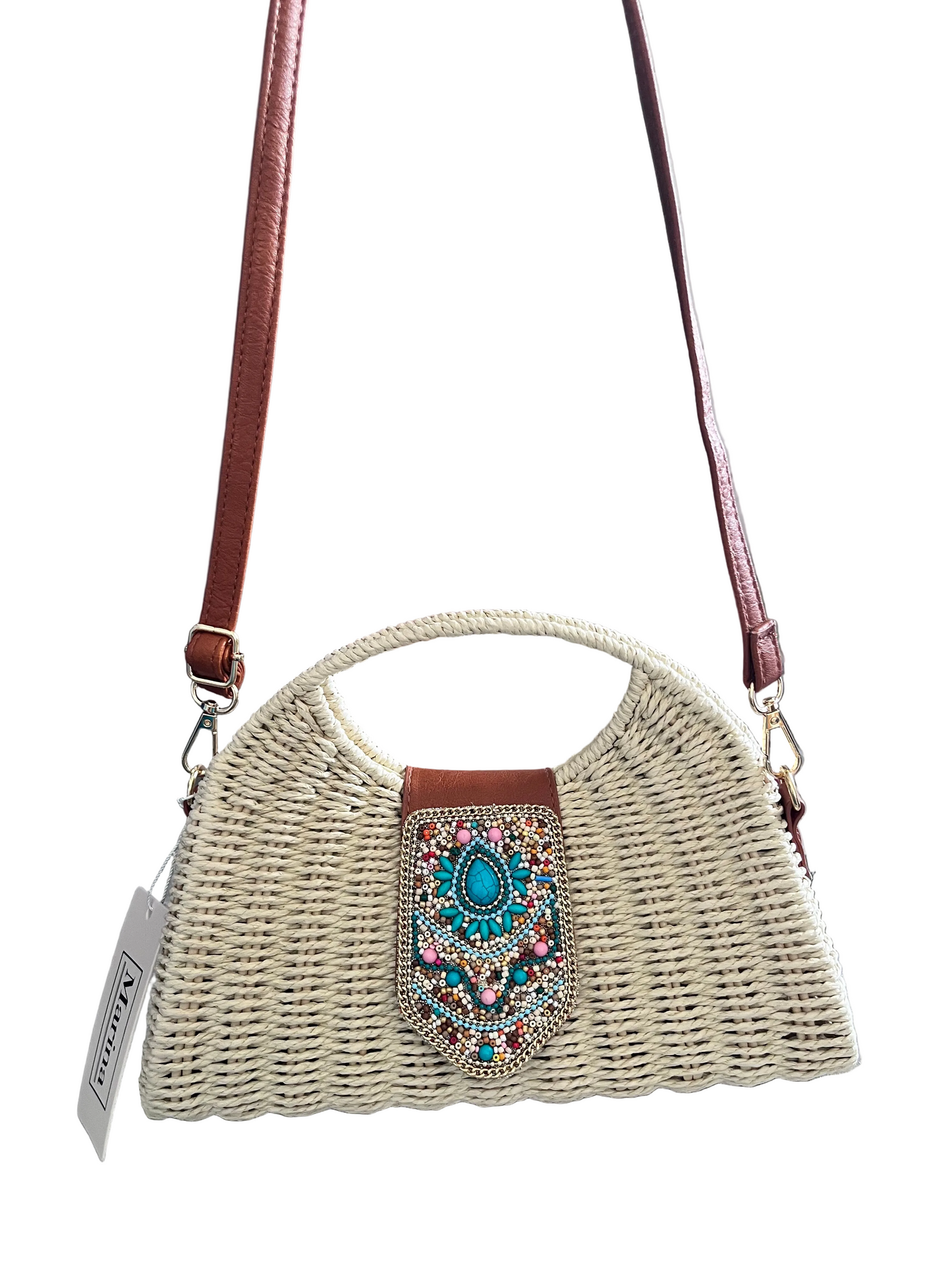 Borsa in paglia con perline