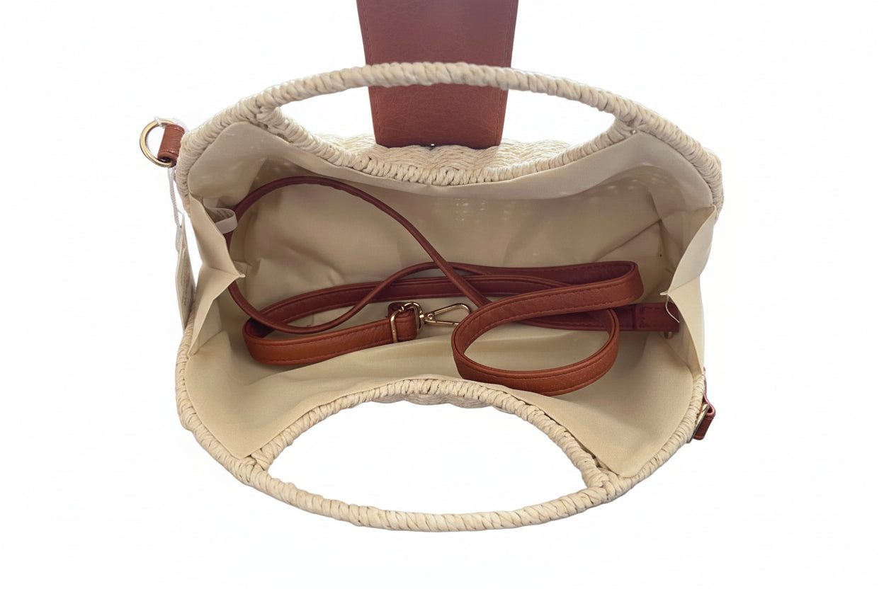 Borsa in paglia con perline
