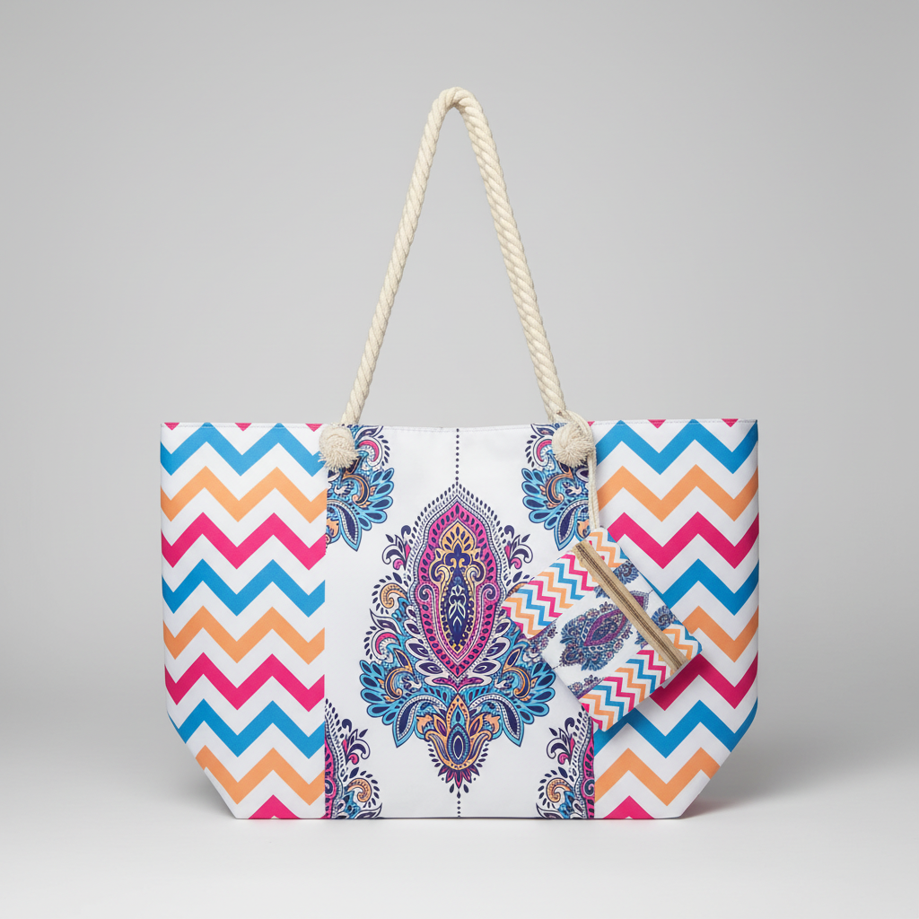 Borsa mare con stampa paisley