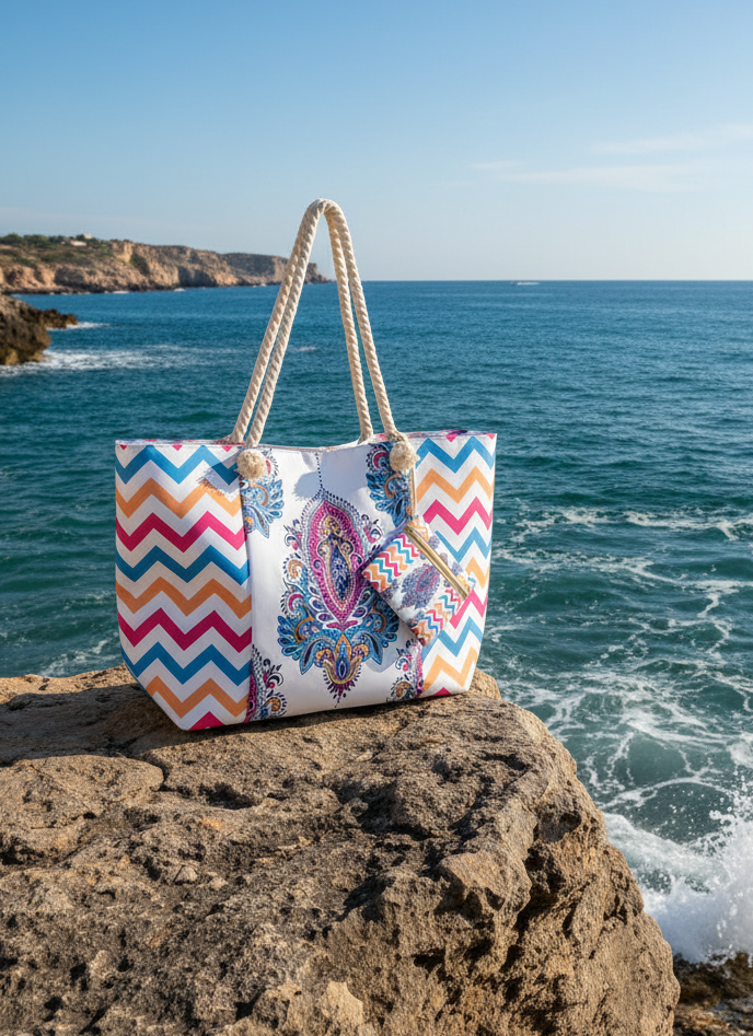 Borsa mare con stampa paisley