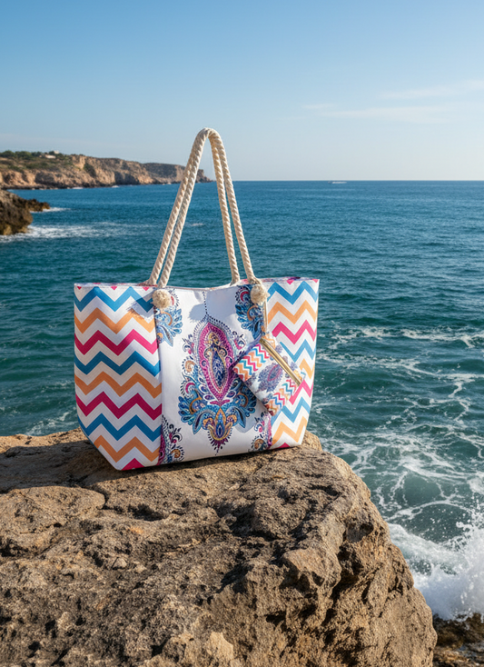 Borsa mare con stampa paisley