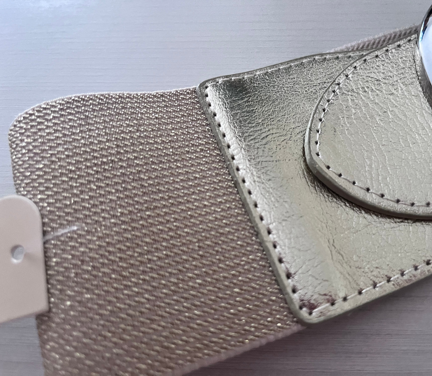 Cintura larga elastica argento con fibbia ovale