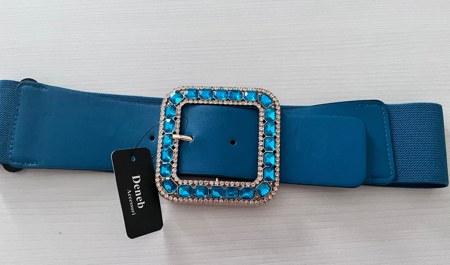 Cintura larga turchese con fibbia gioiello