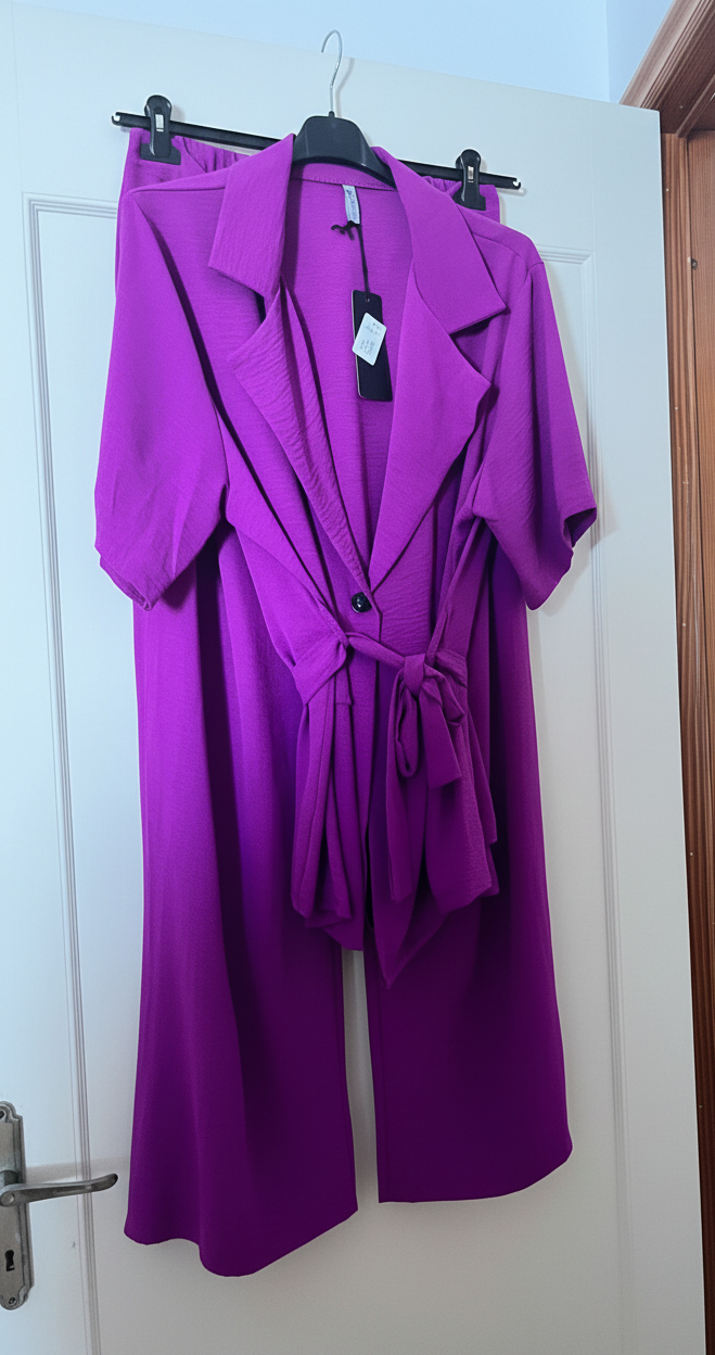 Completo blazer con cintura e pantaloni taglia unica 42/ 54