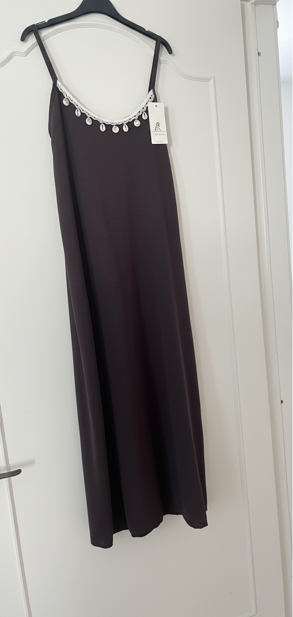 Vestito lungo spalline sottili con pizzo e conchiglie taglia unica 40/ 48