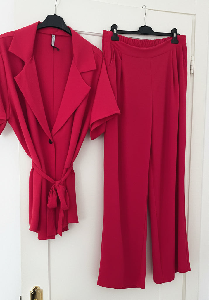 Completo blazer con cintura e pantaloni taglia unica 42/ 54