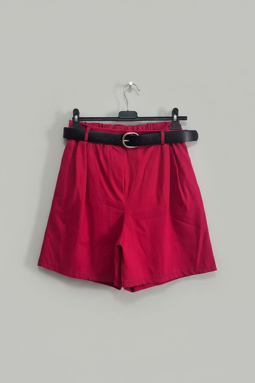Shorts verde militare con cintura nera