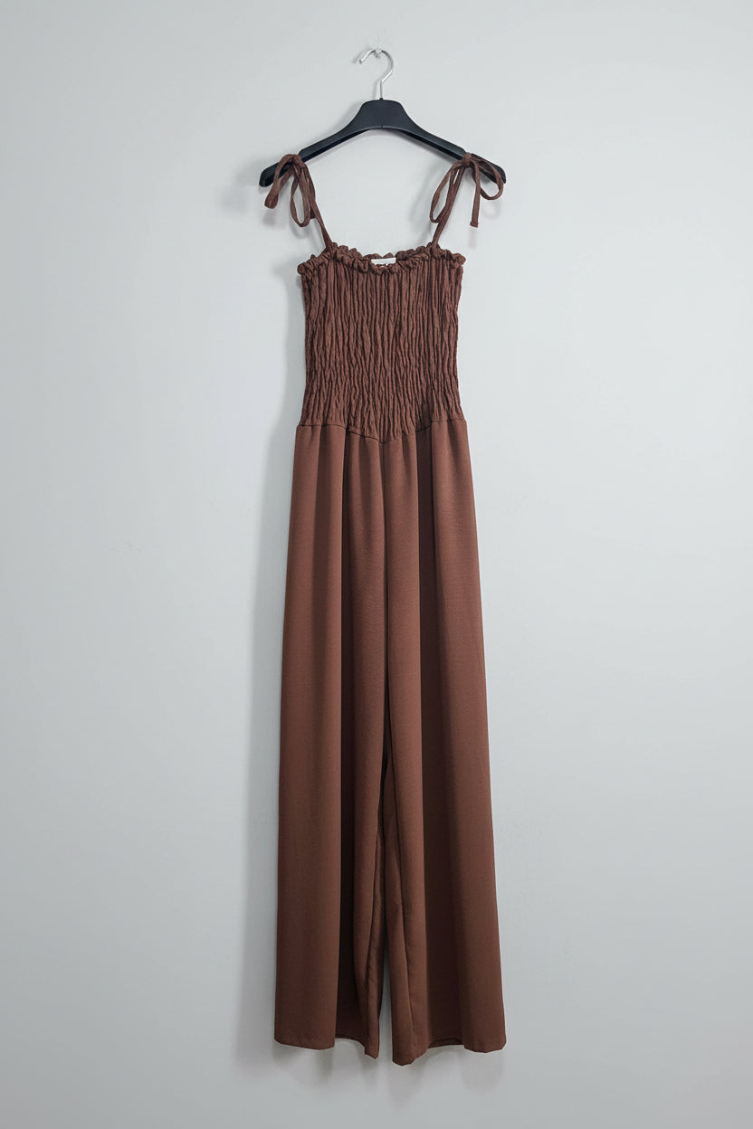 Tuta jumpsuit bianca con corpino smock