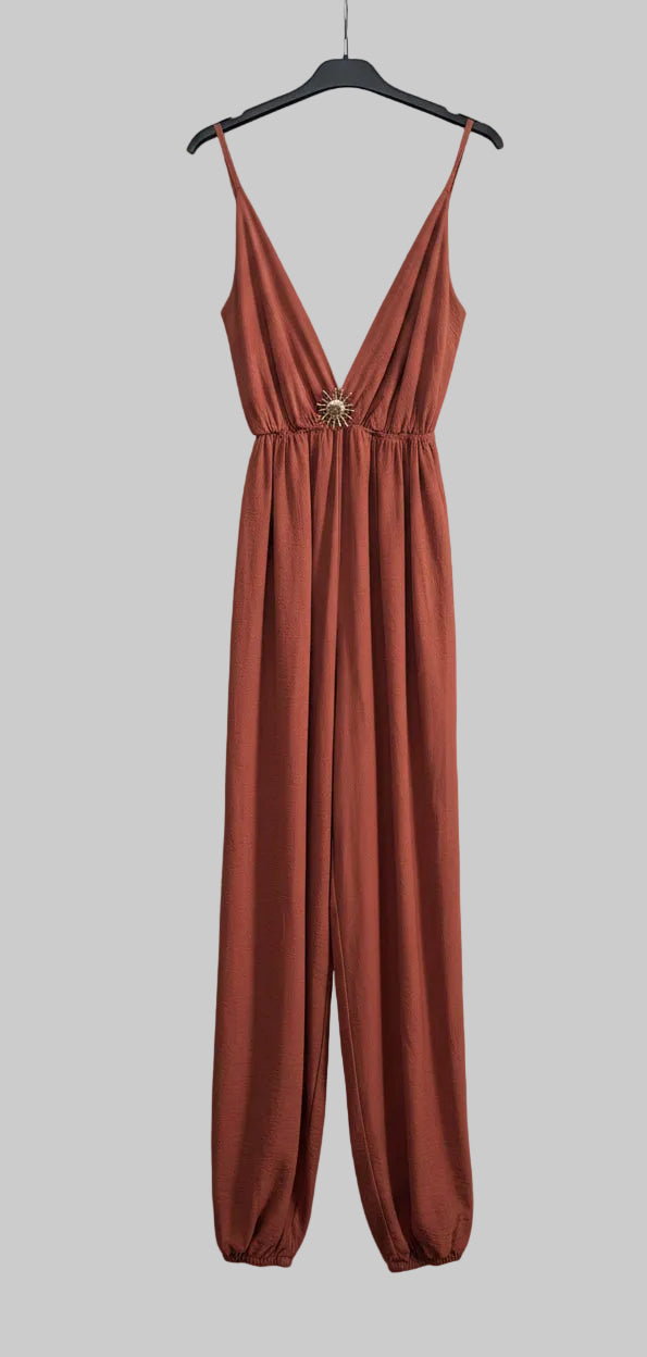 Tuta jumpsuit con spilla gioiello tagli aunica40 /48
