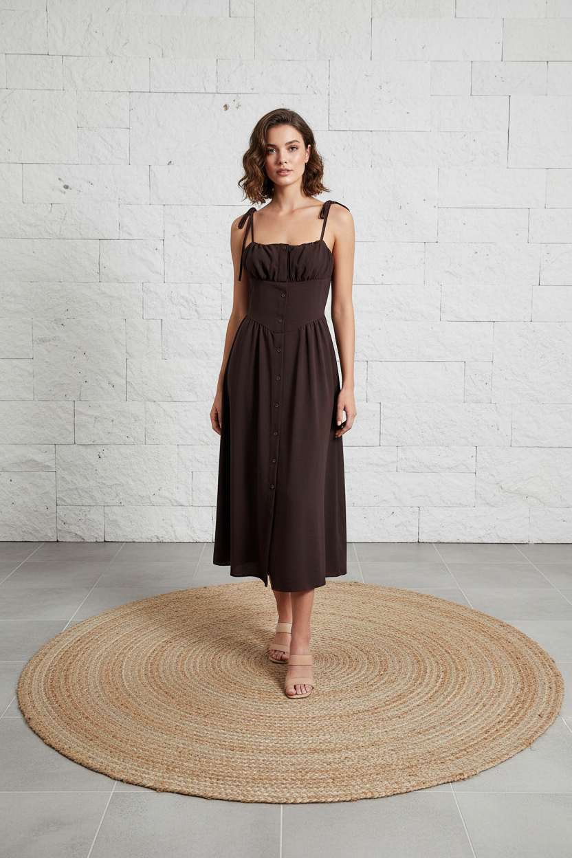 Abito con corpino smock e doppie spalline taglia unica 40 /48