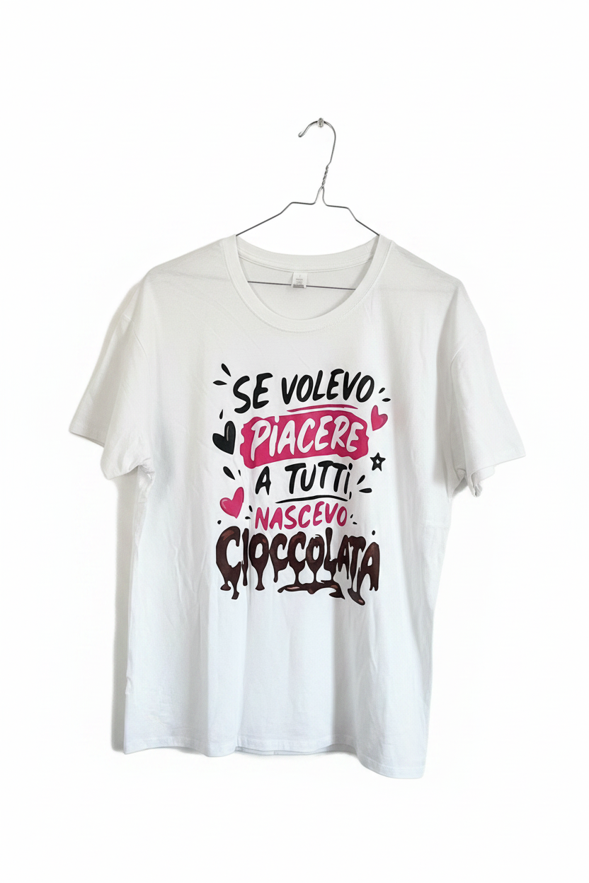T-shirt bianca cotone con scritta simpatica taglia unica 40/54