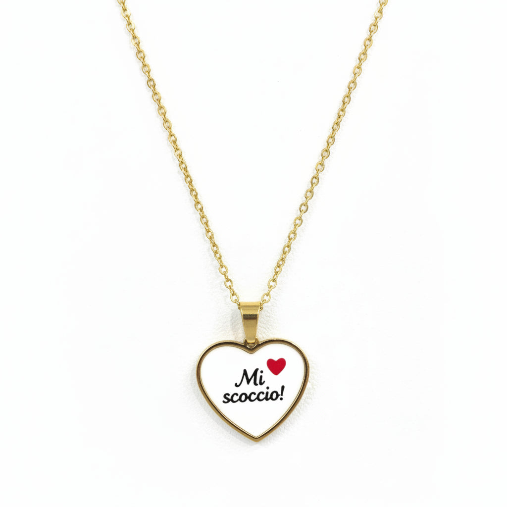 Collana con ciondolo cuore con frase messaggio