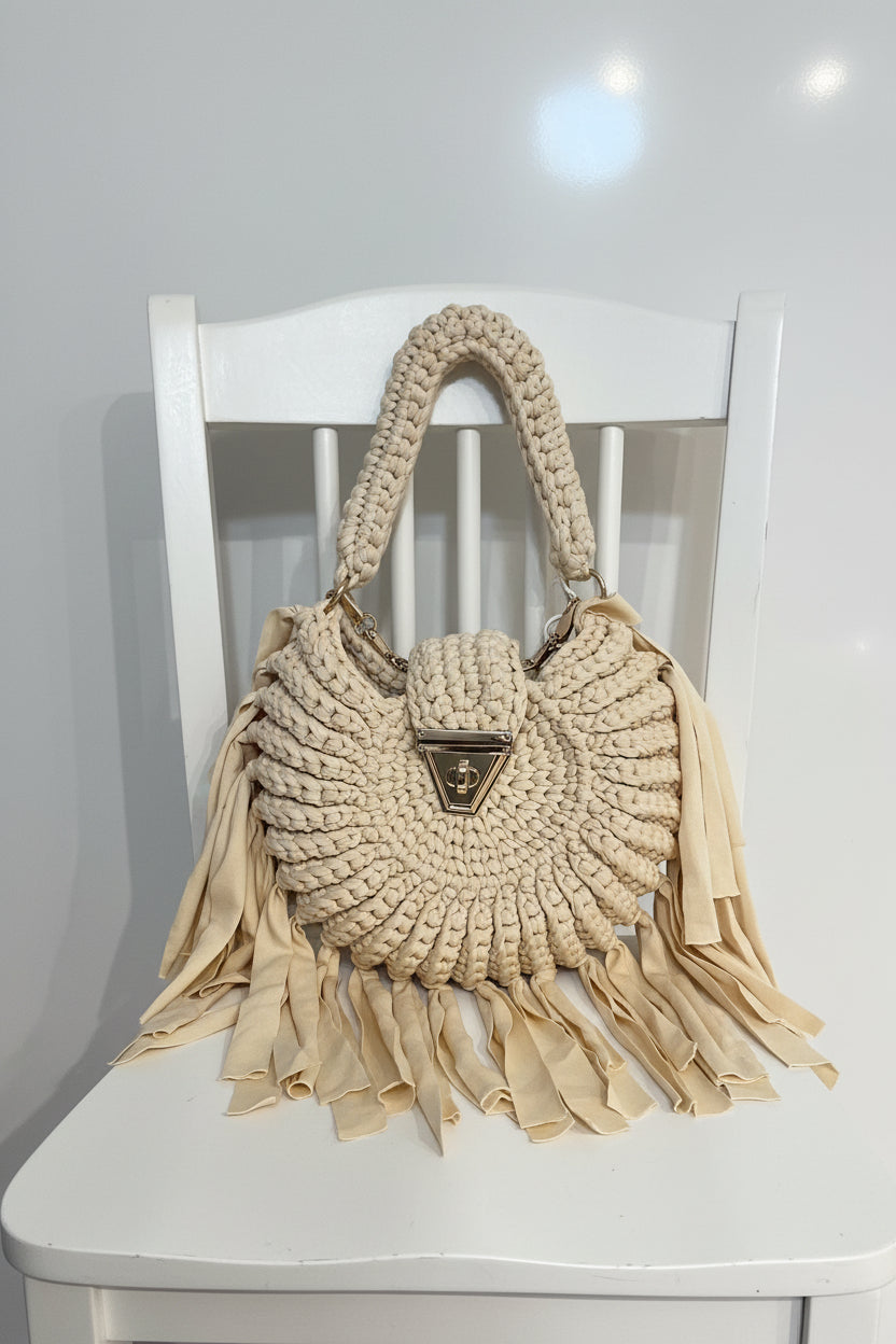Borsa rotonda stile macramé