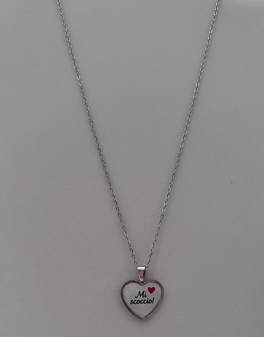 Collana argentata con ciondolo con frase messaggio