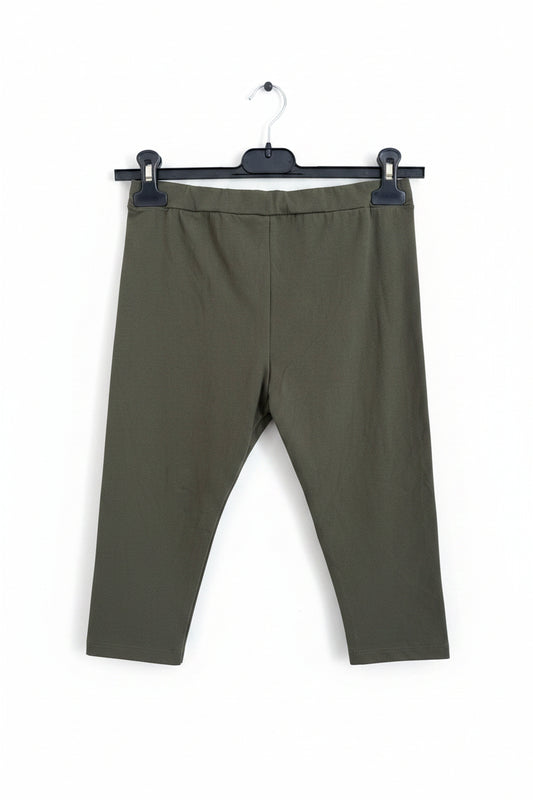 Leggings capri verde militare a vita alta