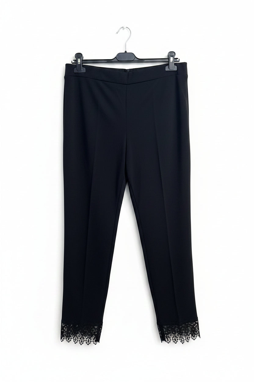 Pantalone Matilde nero slim con orlo in pizzo (varie taglie)