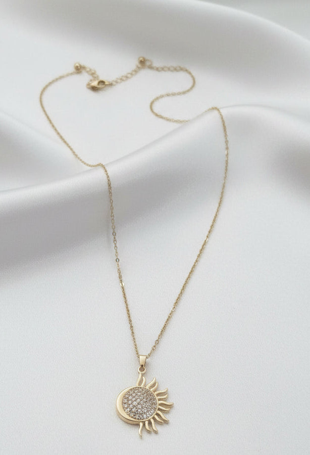 Collana sole e luna con zirconi