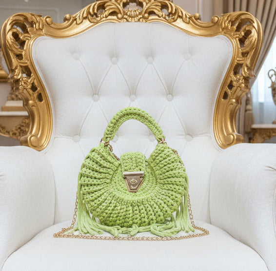 Borsa rotonda stile macramé