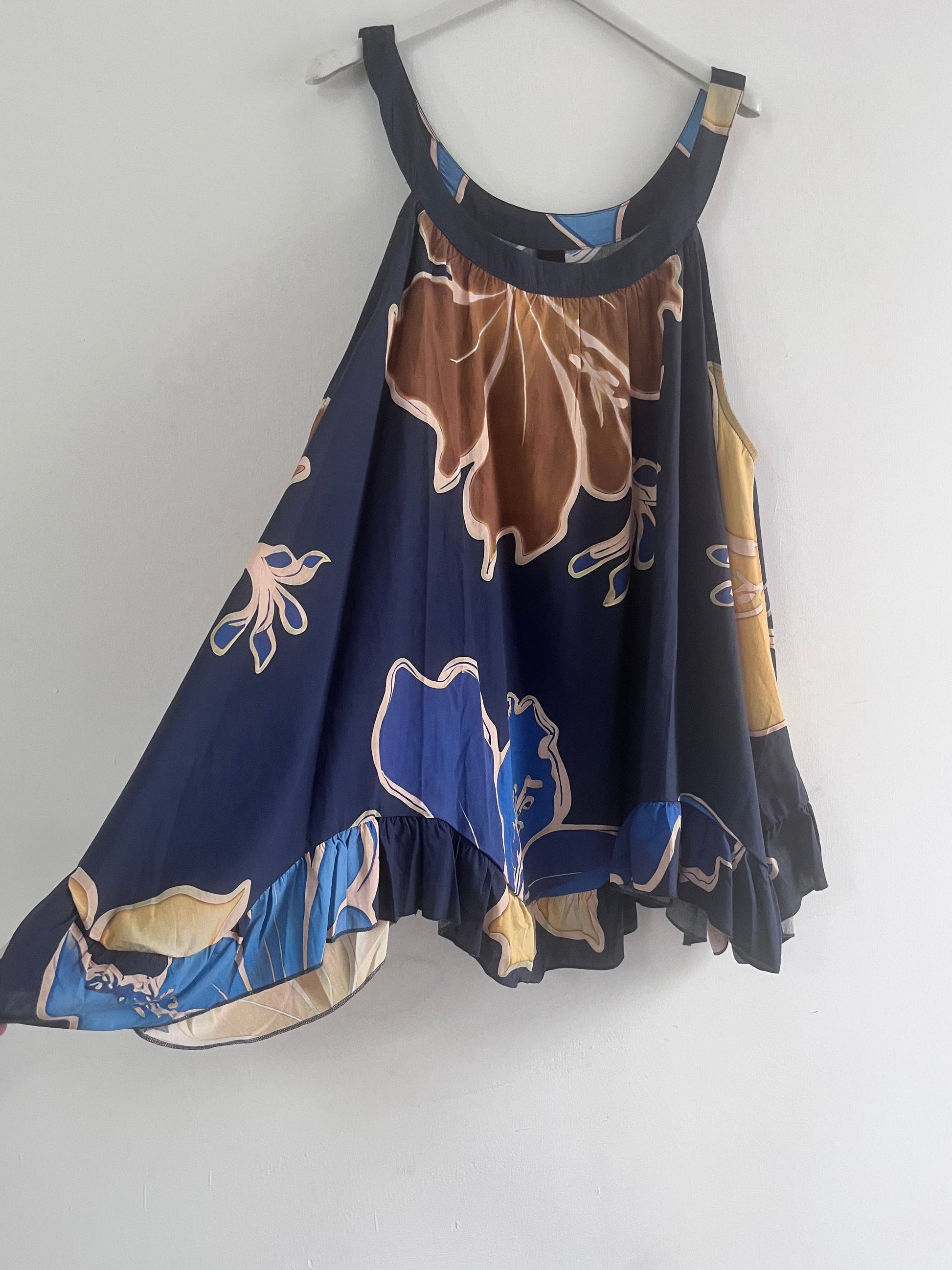 Top floreale stampa maxi blu navy - laterale