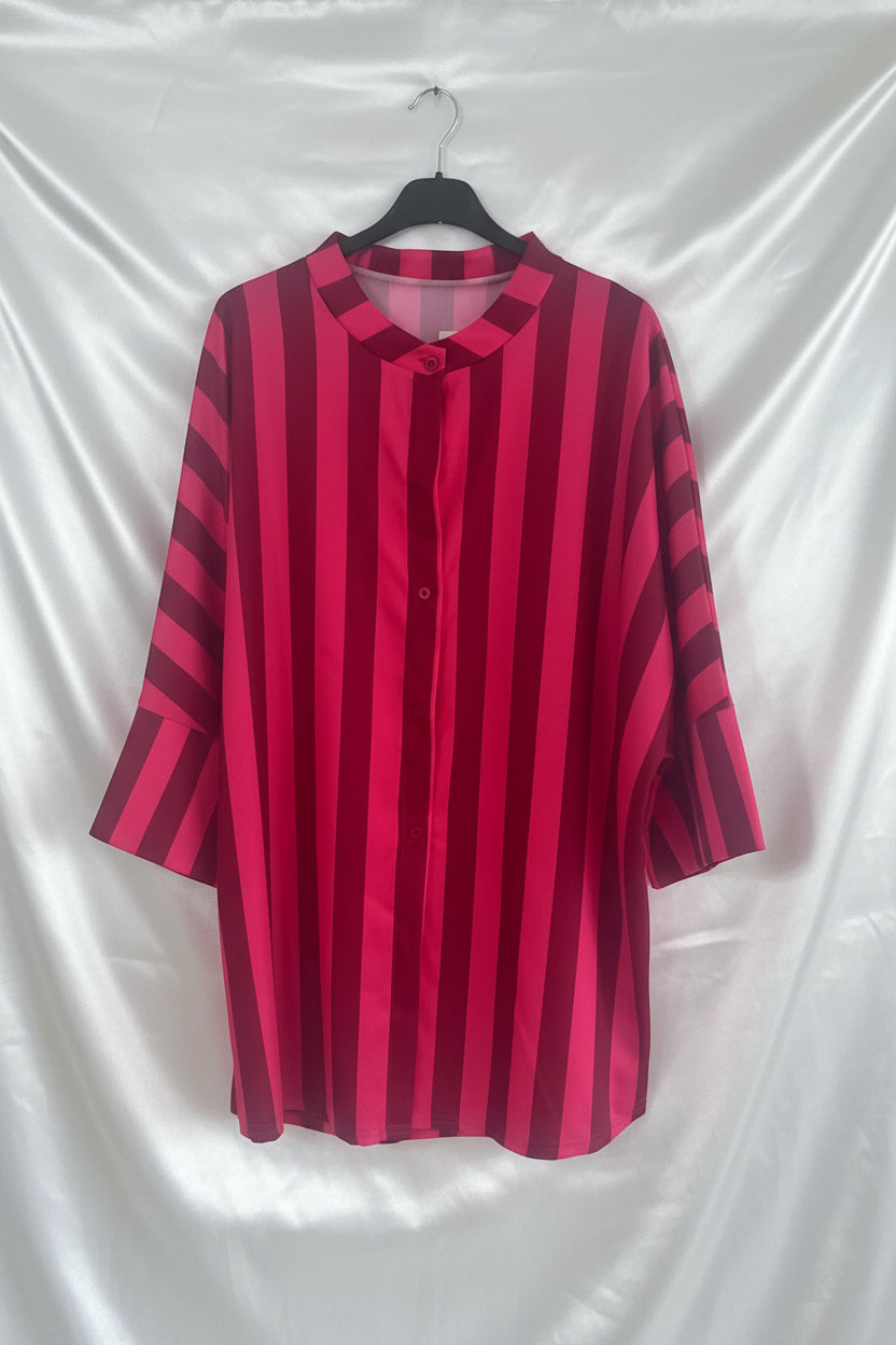 Camicia  curvy a righe arancio e grigie – Taglia Unica 46/54