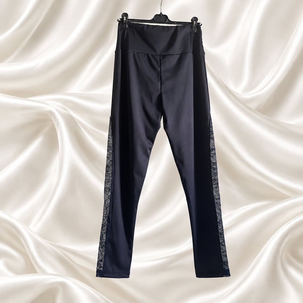 Pantaloni aderenti blu scuro con inserti laterali