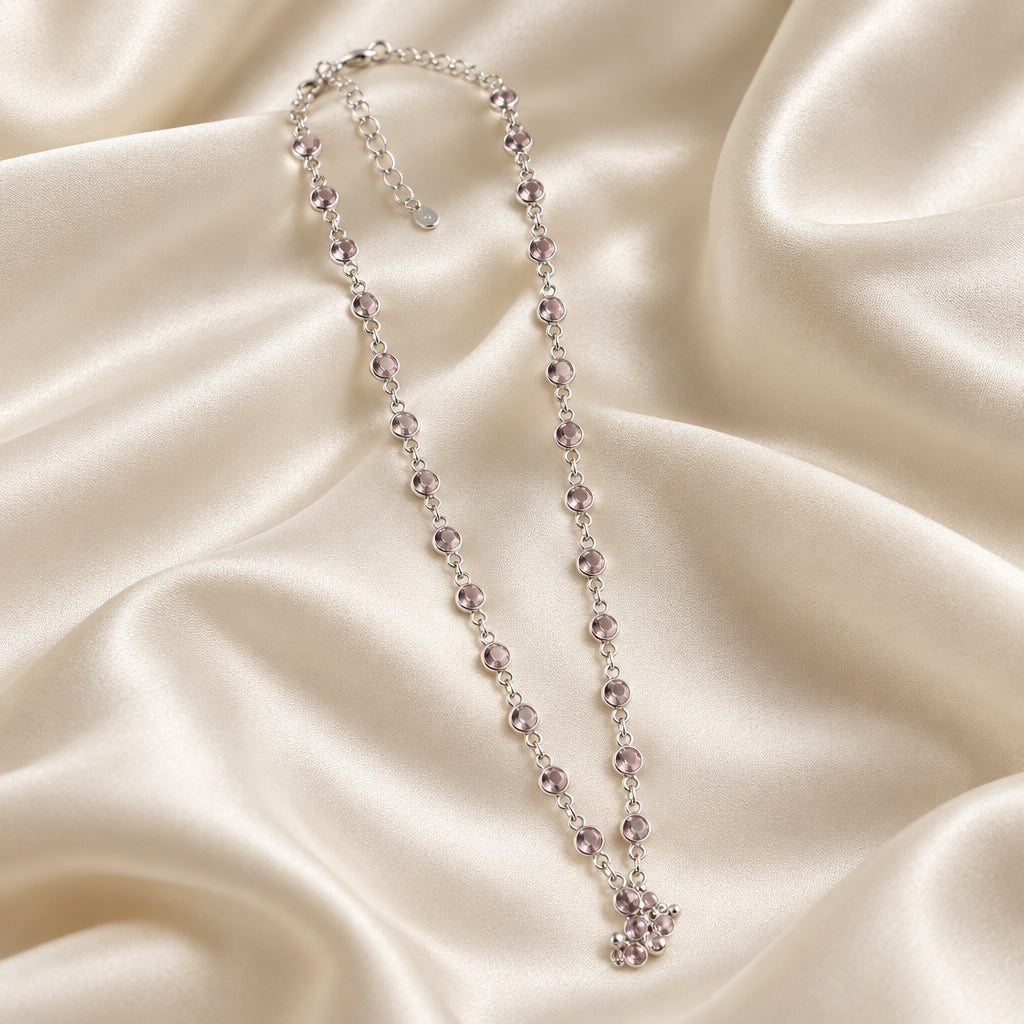 Collana con cristalli lilla e catenina argentata