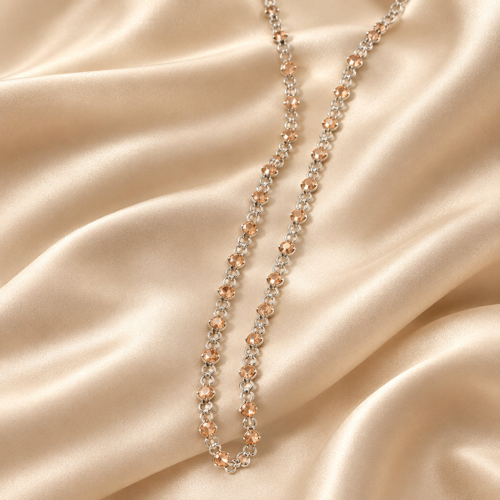 Collana con cristalli color champagne e catenina argentata