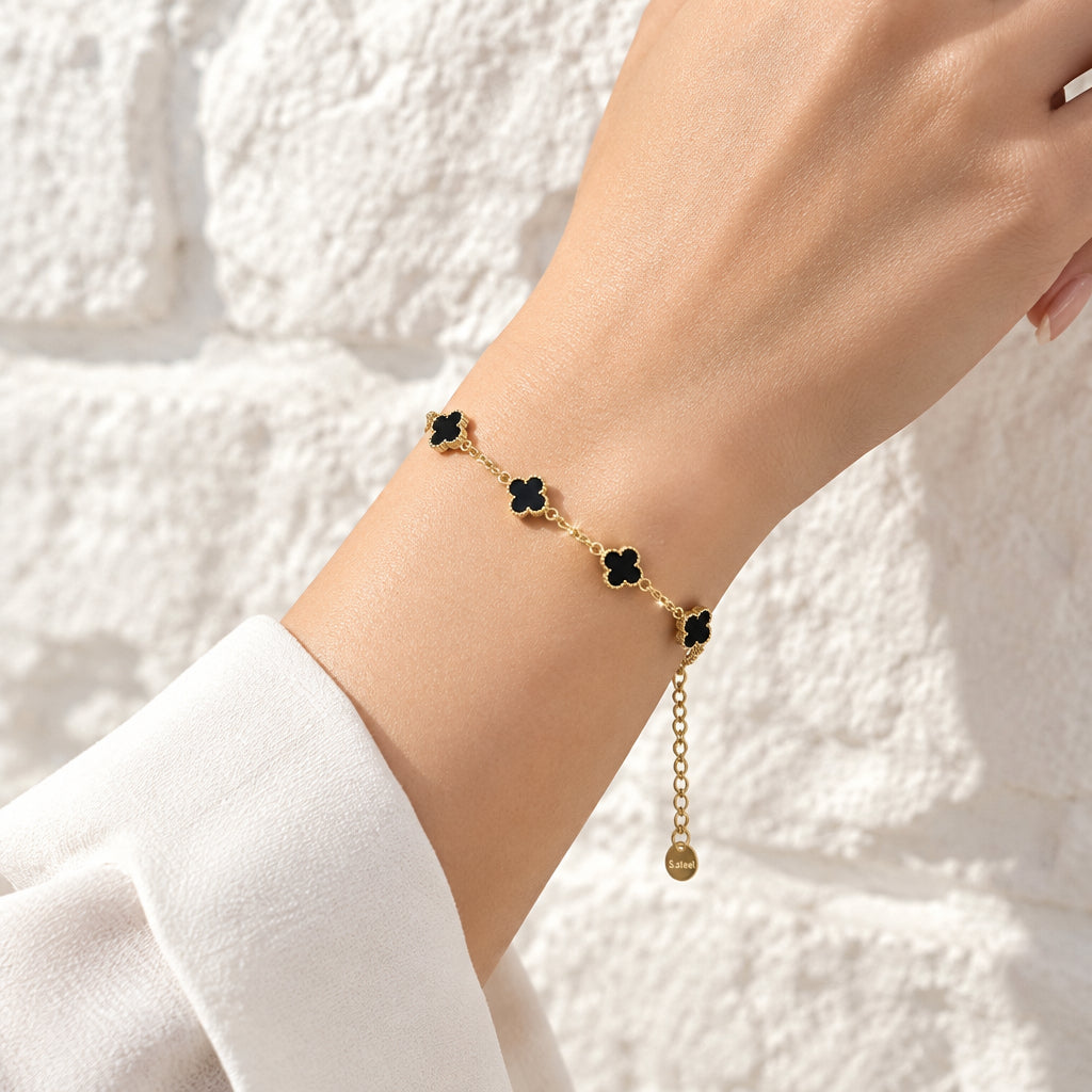 Bracciale "Fiordaliso"con fiori colorati e catenina dorata