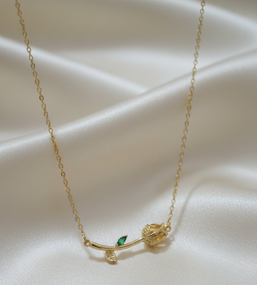 Collana "Tulipano" con ramoscello dorato