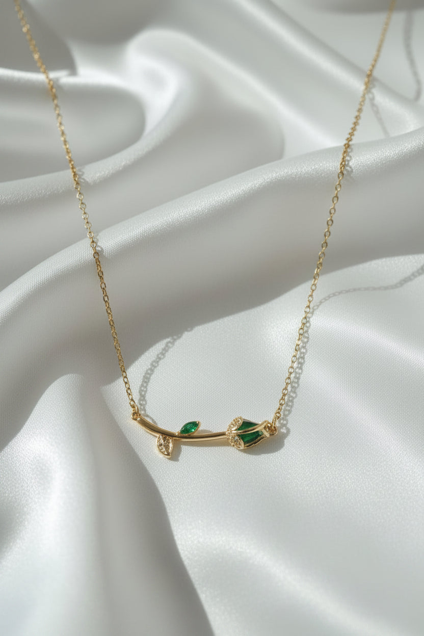 Collana "Tulipano" con ramoscello dorato