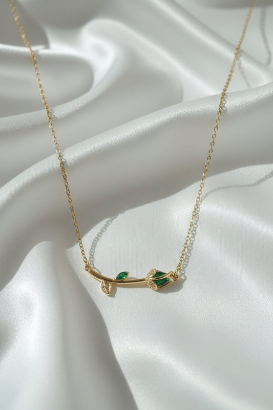 Collana "Tulipano" con ramoscello dorato